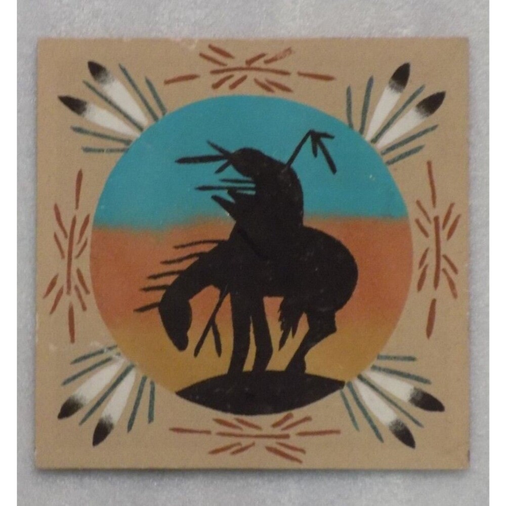 Native American Navajo End Of The Trail Sand Painting Wall Picture Unframed